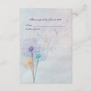 wedding dandelion and music RSVP Card