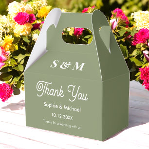Wedding Dark Green Bride Groom Favour Box