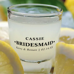 Wedding Date and Names Bridesmaid Personalised Shot Glass