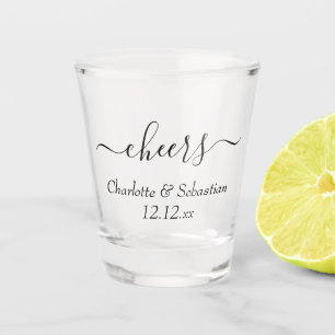 Wedding Date And Names Typography Personalised Shot Glass