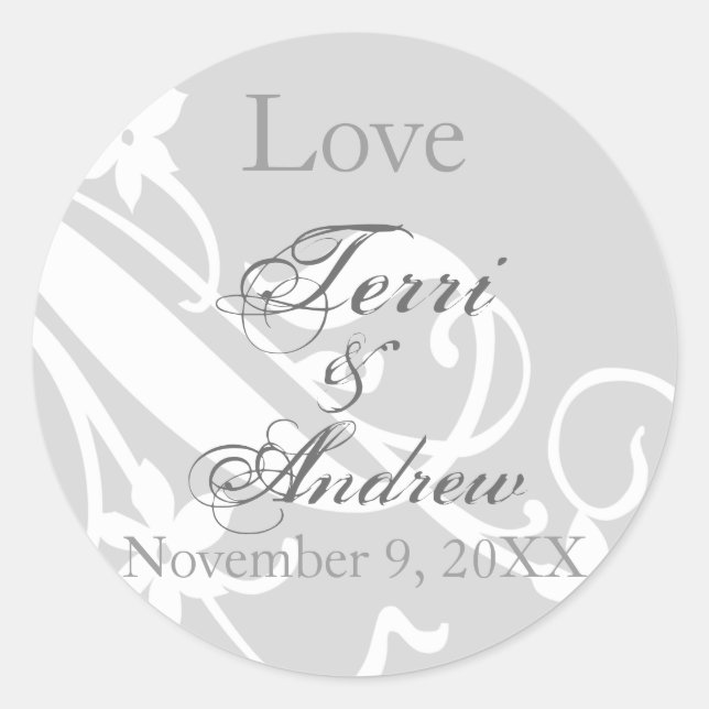 Wedding Date Envelope Seal Or Gift Label Sticker (Front)