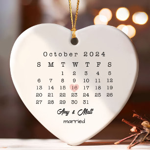  Wedding Date Heart Calendar Anniversary Gift Ornament