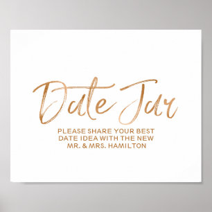 Wedding Date Jar 8x10 Stylish Rose Gold Sign