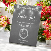 Wedding Date Jar Black String Lights