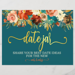 Wedding Date Jar Sign - Teal & Orange Wedding