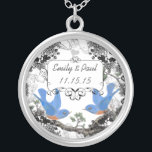 Wedding Date Lucky Bluebird Anniversary Necklace<br><div class="desc">Keepsake Necklaces Choose either Silver Plated or Sterling Silver</div>