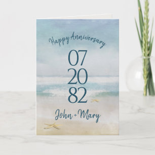 Wedding Date on Ocean Watercolor Card