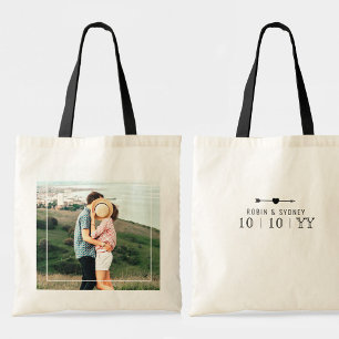 Wedding Date w Your Photo    Tote Bag