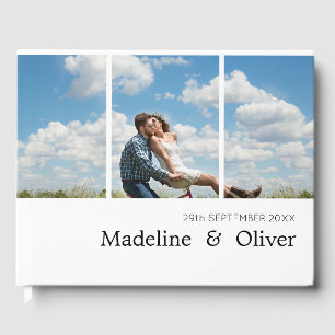Wedding Day 2 Photo Monogram Stylish Typography Guest Book