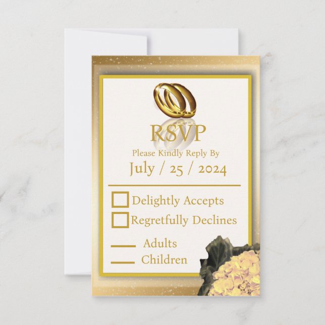 Wedding Day Bliss Elegant RSVP Card (Front)