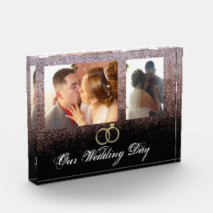 Wedding Day Chic Faux Glitter Double Photo Block