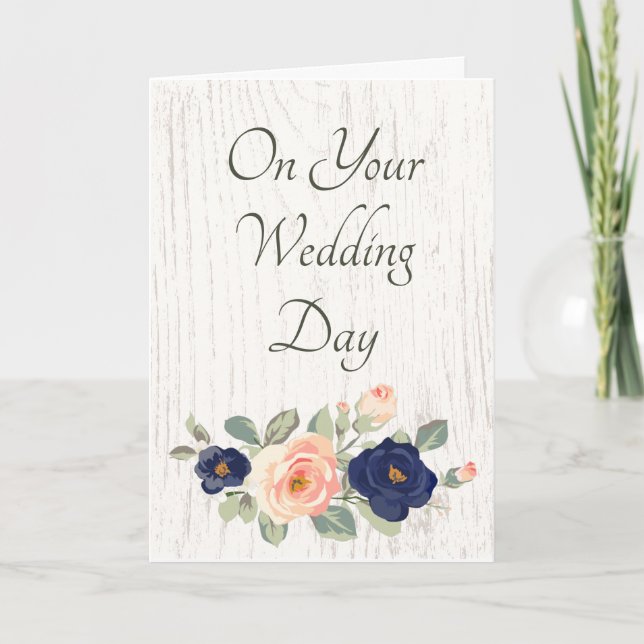 Wedding Day Congratulations Rustic Floral Card (Front)