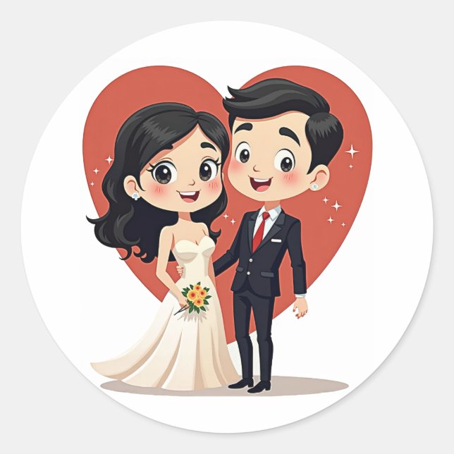 Wedding Day Couple Sticker  (Front)