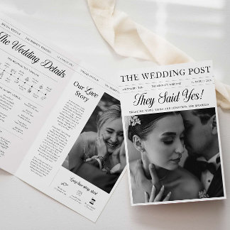 Wedding Day Custom Newspaper Program Booklet Card
