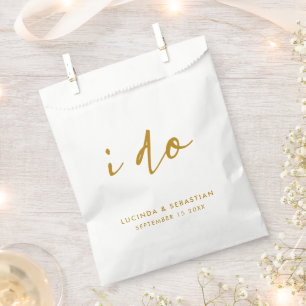 Wedding Day Elegant Minimal Simple Gold and White Favour Bags