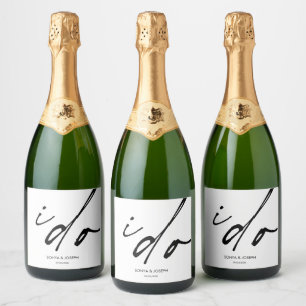 Wedding Day Elegant Script I Do Sparkling Wine Label
