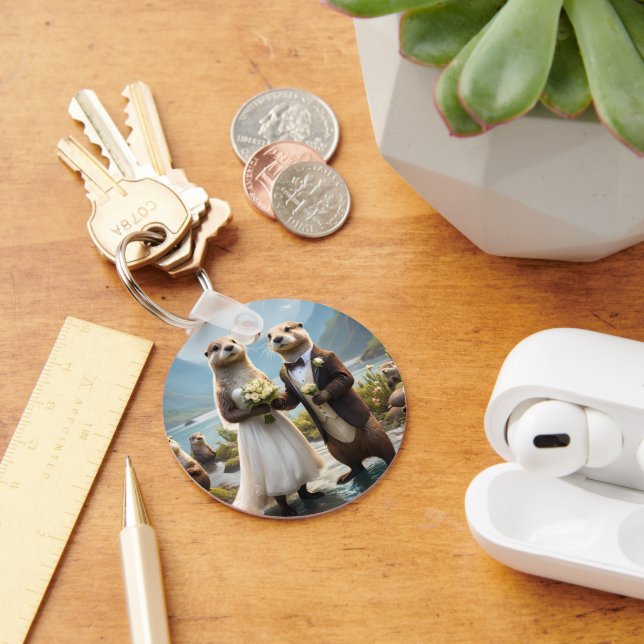 Wedding Day For Otters, Wedding Key Ring (Desk)