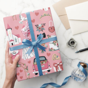 Wedding Day In Pink Wrapping Paper
