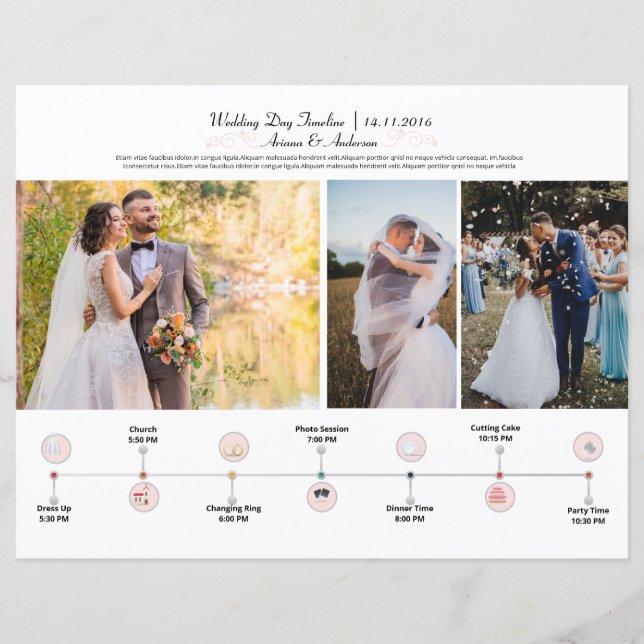 Wedding Day Itinerary Timeline Template (Front)