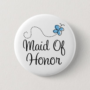 Wedding Day Maid of Honour Blue Button