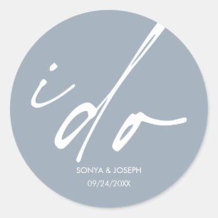 Wedding Day Minimal Simple Classic Round Sticker