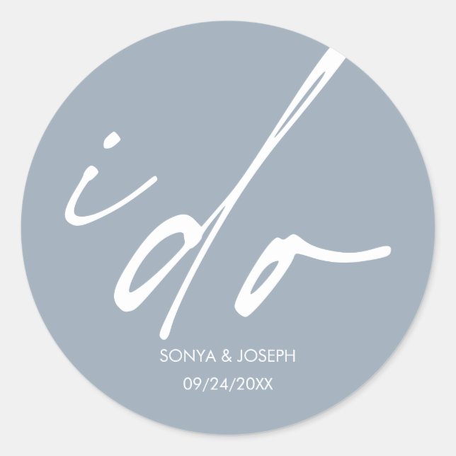 Wedding Day  Minimal Simple  Classic Round Sticker (Front)