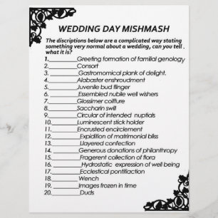 WEDDING DAY MISHMASH GAME PAPER CUSTOM LETTERHEAD