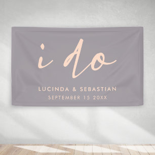 Wedding Day Modern Elegant Script I Do Grey Banner