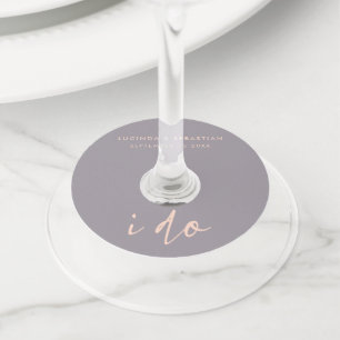Wedding Day Modern Elegant Script I Do Grey Wine Glass Tag