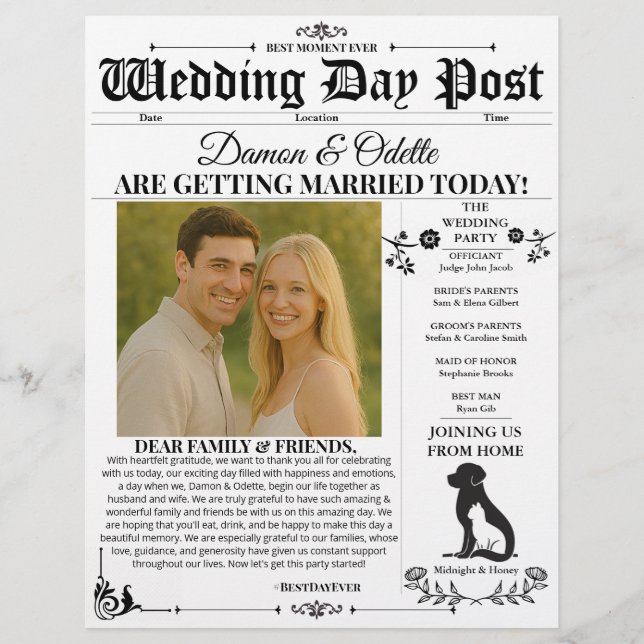 Wedding Day Newspaper / Flyer (Front)