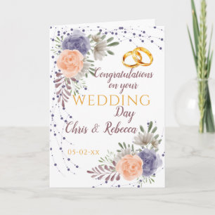 Wedding Day Peony Rose Purple  Card