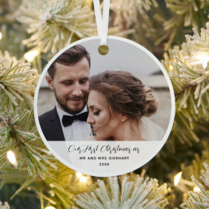 Wedding Day Photo First Christmas Married Keepsake Metal Tree Decoration