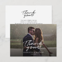 Wedding Day Photo Hand-Lettered Script Thank You