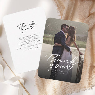 Wedding Day Photo Hand-Lettered Thank You Budget Card