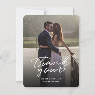 Wedding Day Photo Hand-Lettered Thank You Card