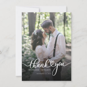 Wedding Day Photo Hand-Lettered Thank You Card