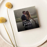 Wedding Day Photo Hand-Lettered Thank You Card<br><div class="desc">A great and thoughtful way to thank your friends,  family,  and coworkers who graced you their presence on your your wedding day with this modern photo thank you cards with script hand lettered "thank you" and a love heart.</div>