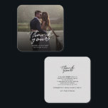 Wedding Day Photo Hand Lettered Thank You Card<br><div class="desc">A great and thoughtful way to thank your friends,  family,  and coworkers who graced you their presence on your your wedding day with this modern photo thank you cards with script hand lettered "thank you" and a love heart.</div>