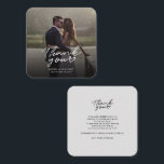 Wedding Day Photo Hand Lettered Thank You Card<br><div class="desc">A great and thoughtful way to thank your friends,  family,  and coworkers who graced you their presence on your your wedding day with this modern photo thank you cards with script hand lettered "thank you" and a love heart.</div>