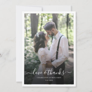 Wedding Day Photo Modern Script Thank You Card