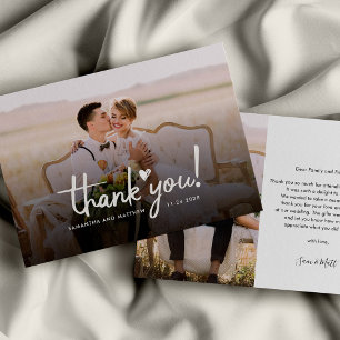 Wedding Day Photo Script Elegant Thank You Card