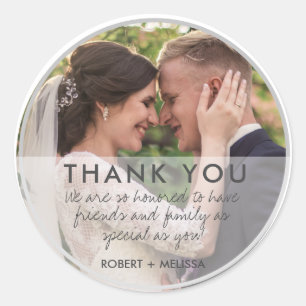Wedding Day Photo Thank You Favour  Classic Round Sticker