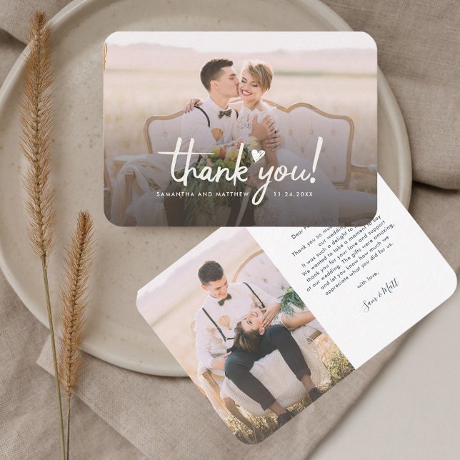 Wedding Day Photos Hand-Lettered Thank You Card (Wedding Day Photos Guests Thank You Card)