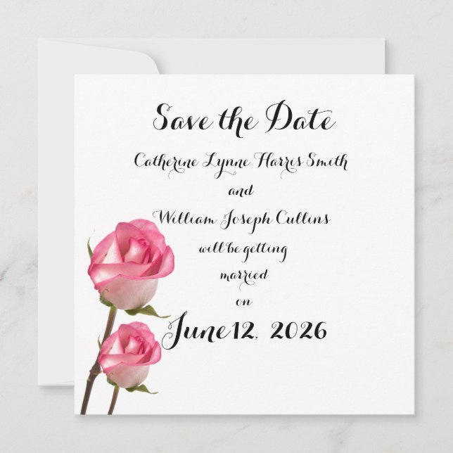 Wedding Day Roses Save the Date Wed. Announcements (Front)
