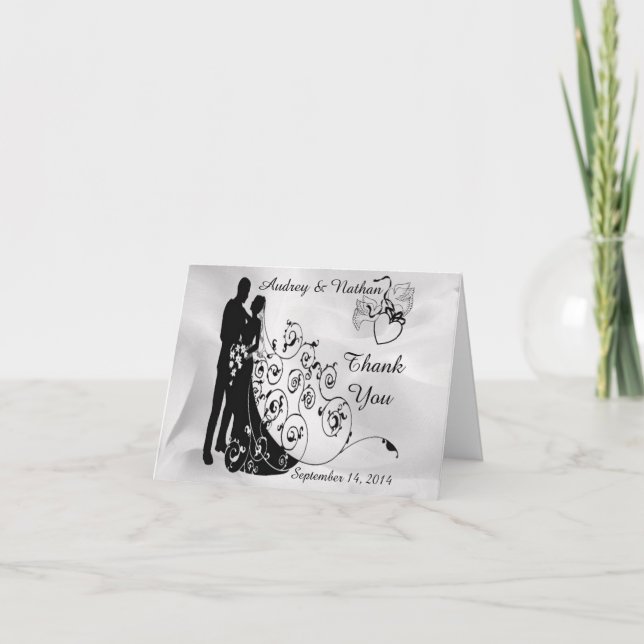 Wedding Day Silhouettes Personalised Note Card (Front)