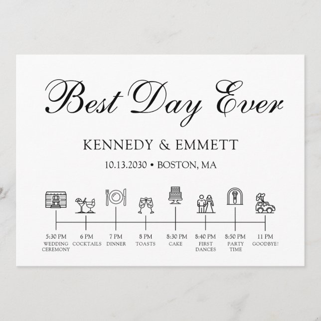 Wedding Day Timeline Program Programme (Front)