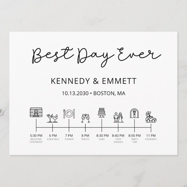 Wedding Day Timeline Program Programme (Front)