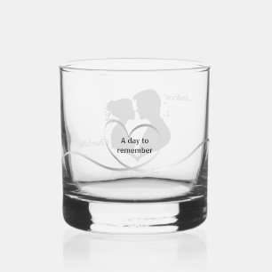 Wedding Day to Remember Bride & Groom Whiskey Glass