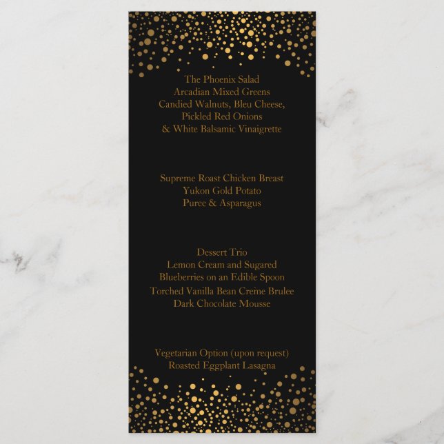 Wedding Day Trendy Gold Dots Menu (Front)