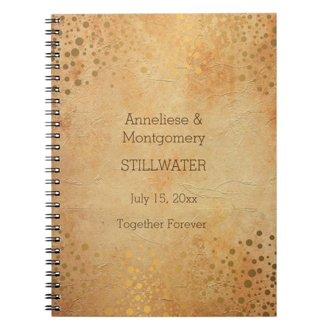 Wedding Day Trendy Vintage Gold Dots Spiral Notebook (Front)